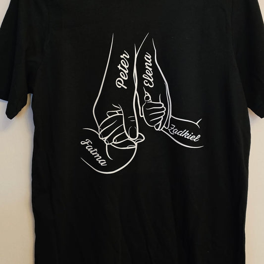 Family - Holding hands - Black T-Shirt