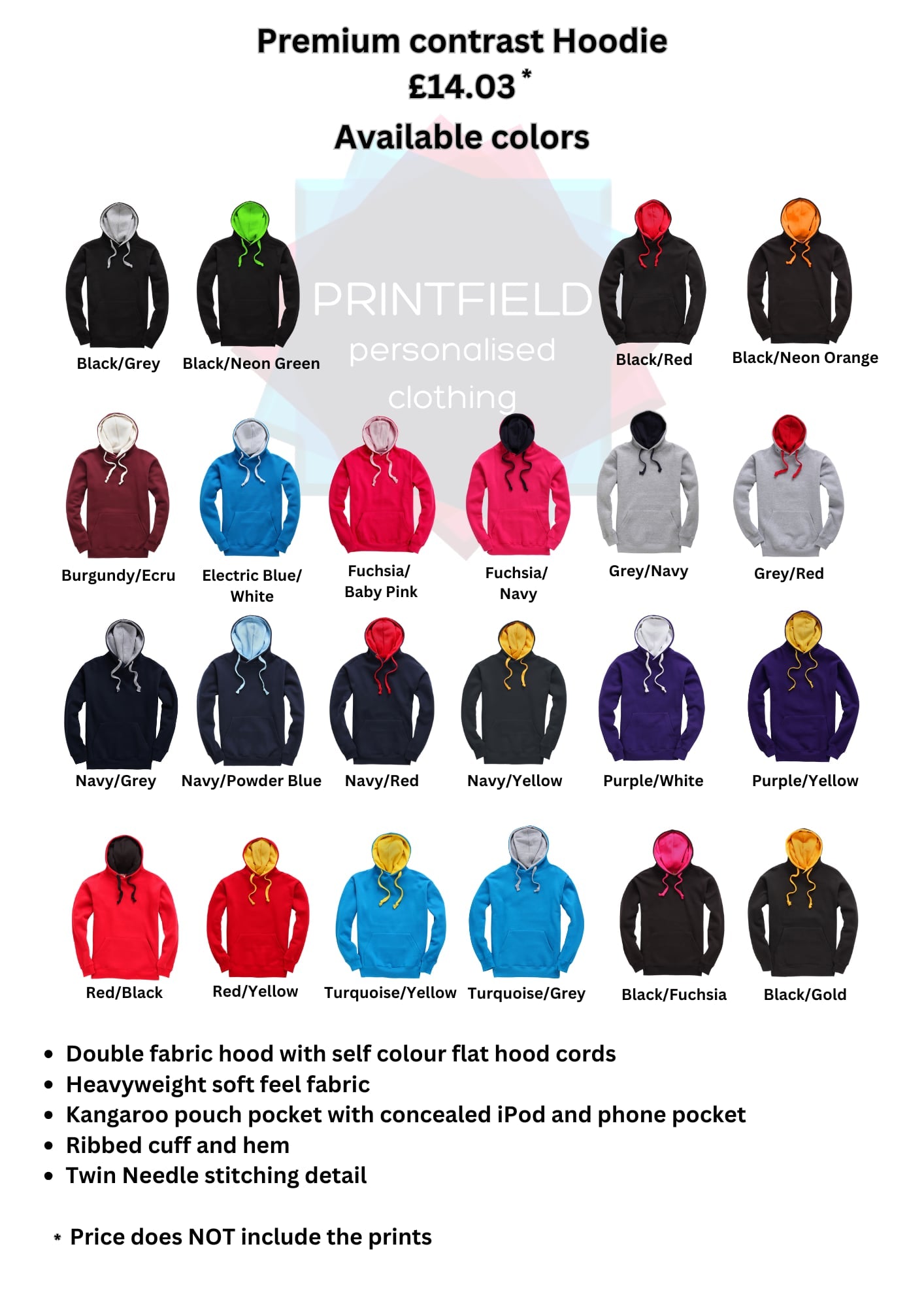 Eclipse Premium contrast Hoodie - various colors available -adults version