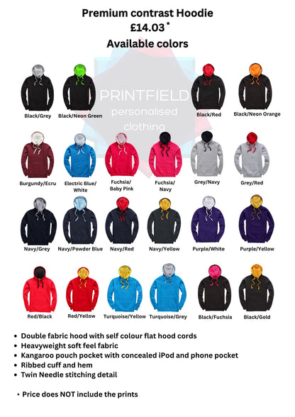 Eclipse Premium contrast Hoodie - various colors available -adults version